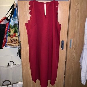 Red Scalloped Halter Dress
